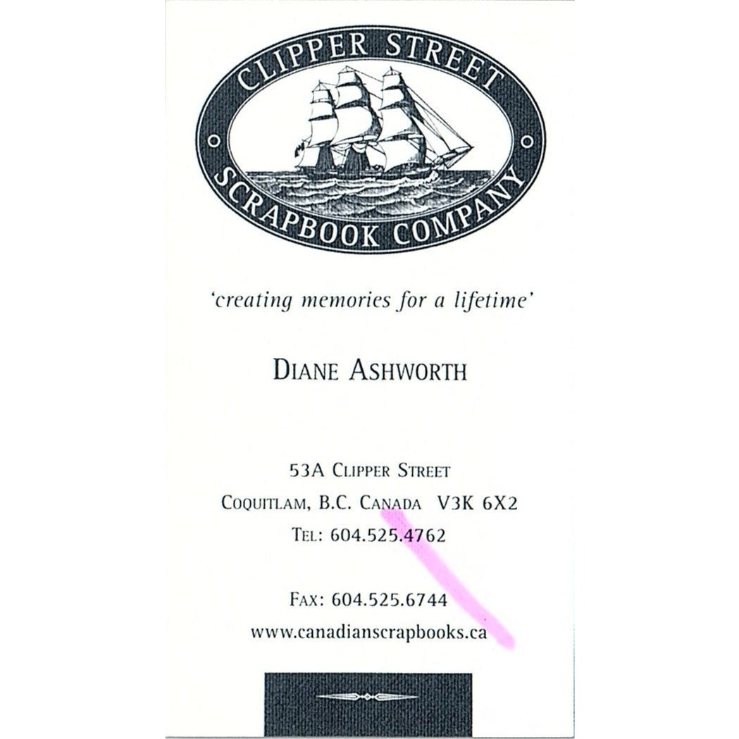 Diane Ashworth Clipper Street Scrapbook Co Coquitlam BC Business Card SC9-B11