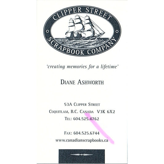 Diane Ashworth Clipper Street Scrapbook Co Coquitlam BC Business Card SC9-B11