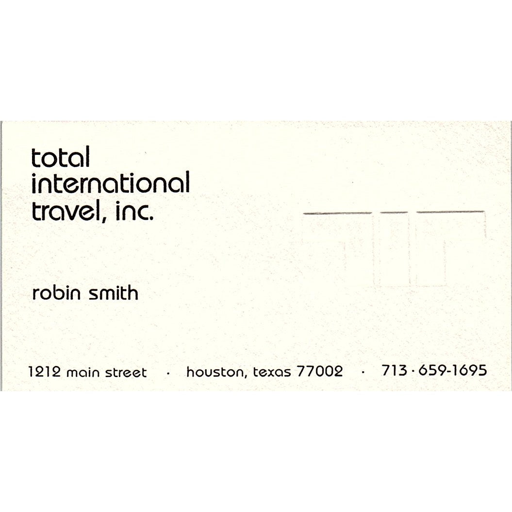 Total International Travel Robin Smith Houston TX Vintage Business Card SB4-B7