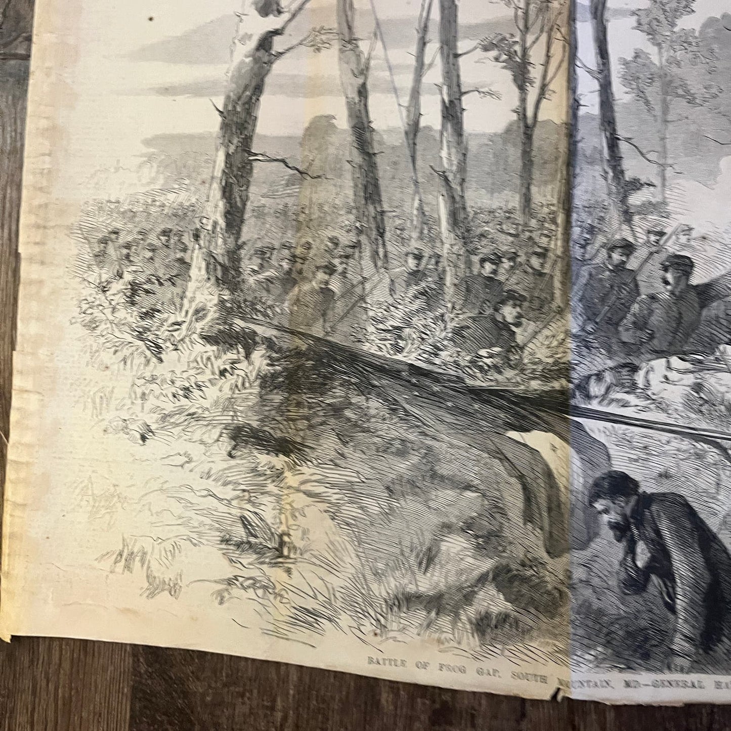 Battle of Frog Gap, South Mountain Original 1863 Civil War Engraving C67