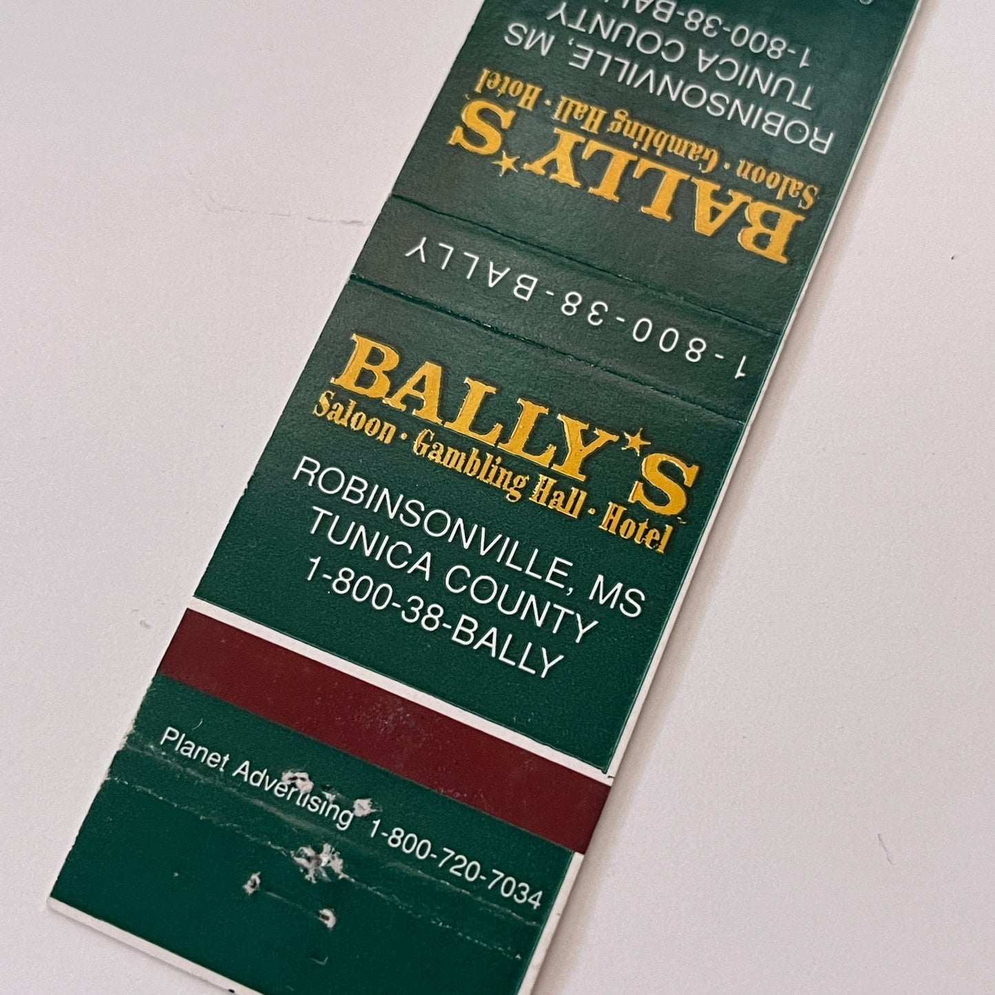 Bally's Saloon Robinsonville MS Vintage Matchbook Cover TB6-MB1-15