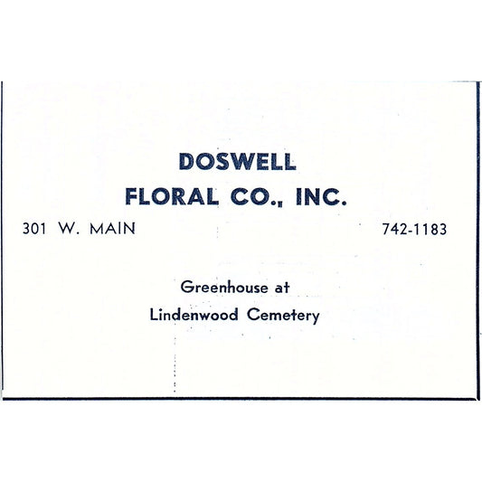 Doswell Floral Co Inc 201 W. Main Fort Wayne Indiana 1964 Ad AG1-M8