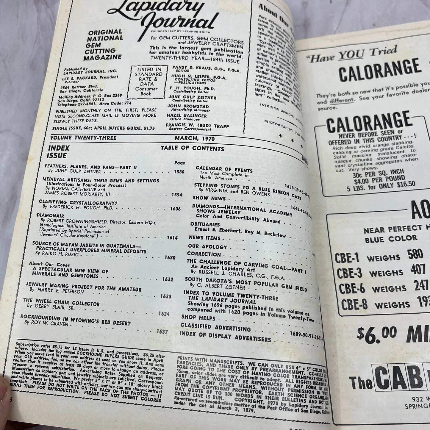 Cyanin Wall Mural Inspired by Agate - Lapidary Journal Magazine - Mar 1970 M28