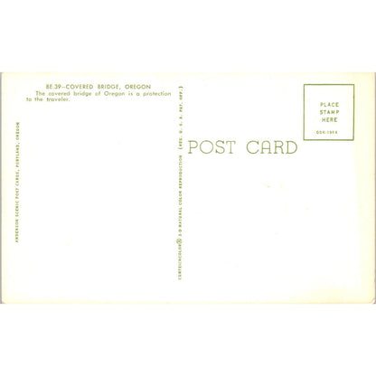 BE.39 Covered Bridge Oregon Covered Bridge Postcard PB12