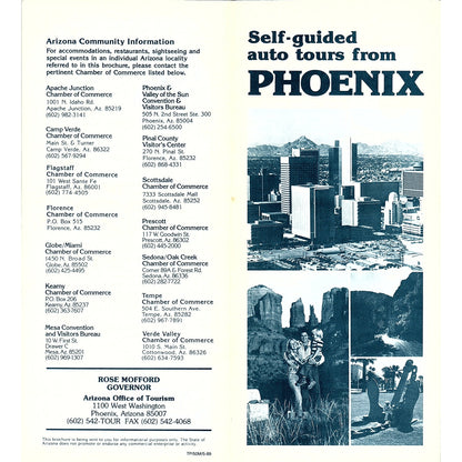 Self Guided Auto Tours from Phoenix AZ Vintage Fold Out Travel Brochure TH2-TB1