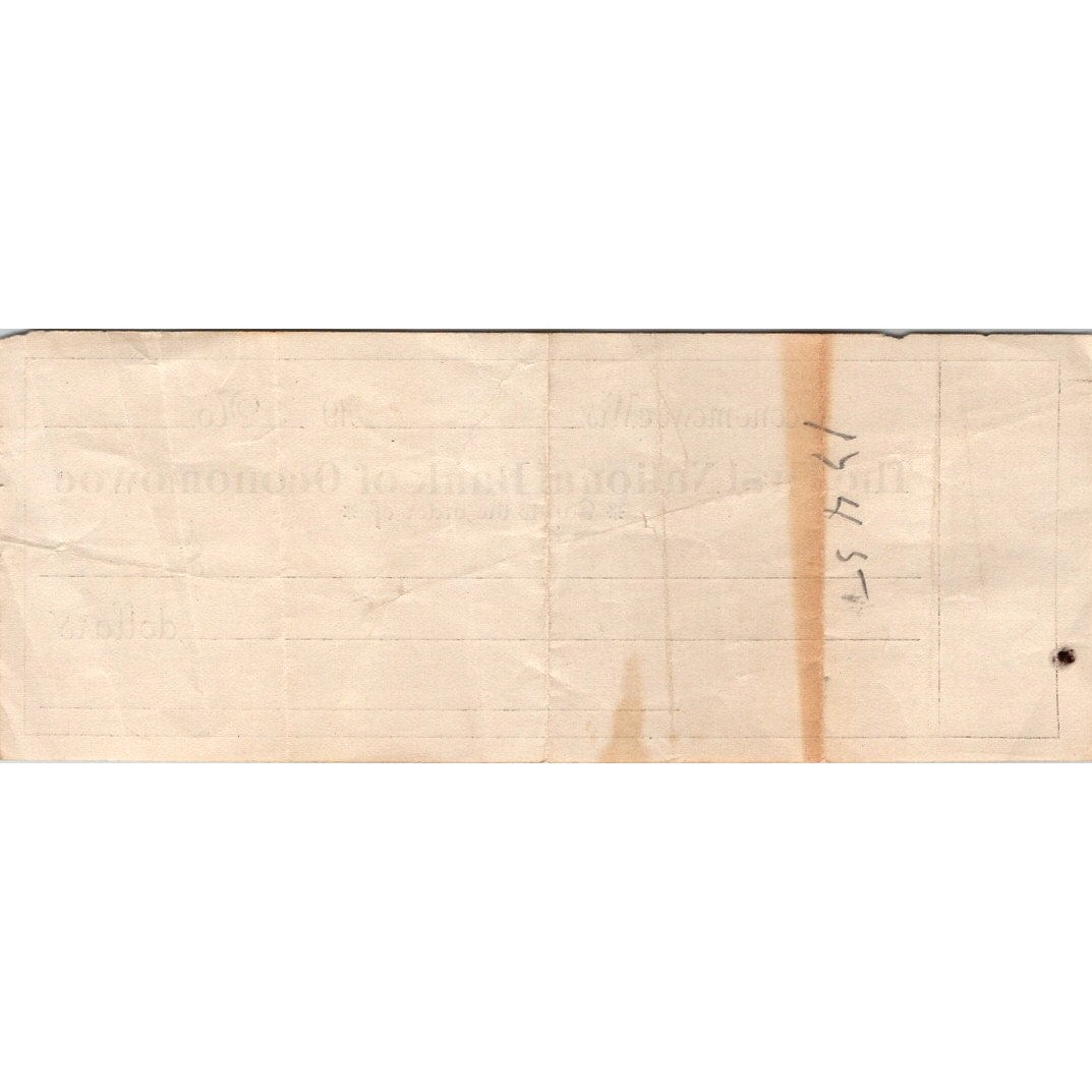 c1910 First National Bank of Oconomowoc WI Bank Check AI9-H4