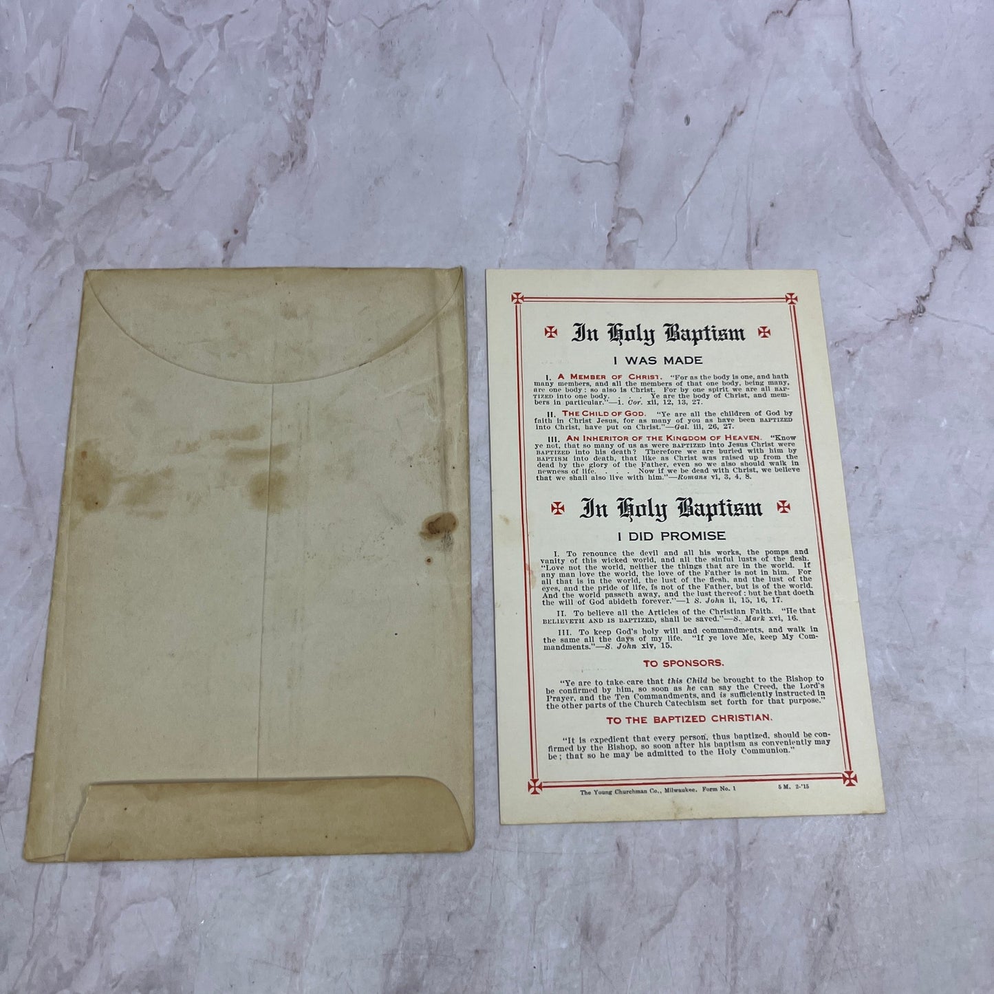 c1905 Baptism Certificate Della Frances Roberts South Strafford VT ML1-7