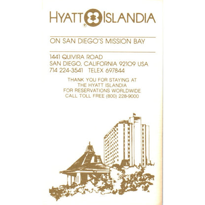 Hyatt Islandia San Diego CA Vintage Business Card SE3-B1