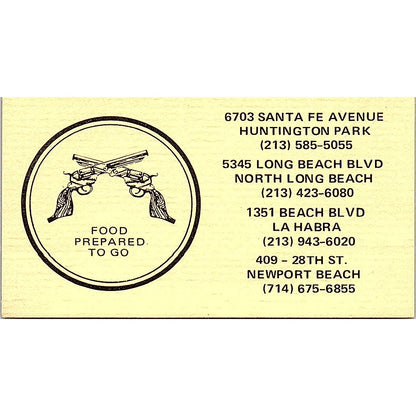 El Panchito Restaurant & Cocktails Long Beach Vintage Business Card SD9-B11