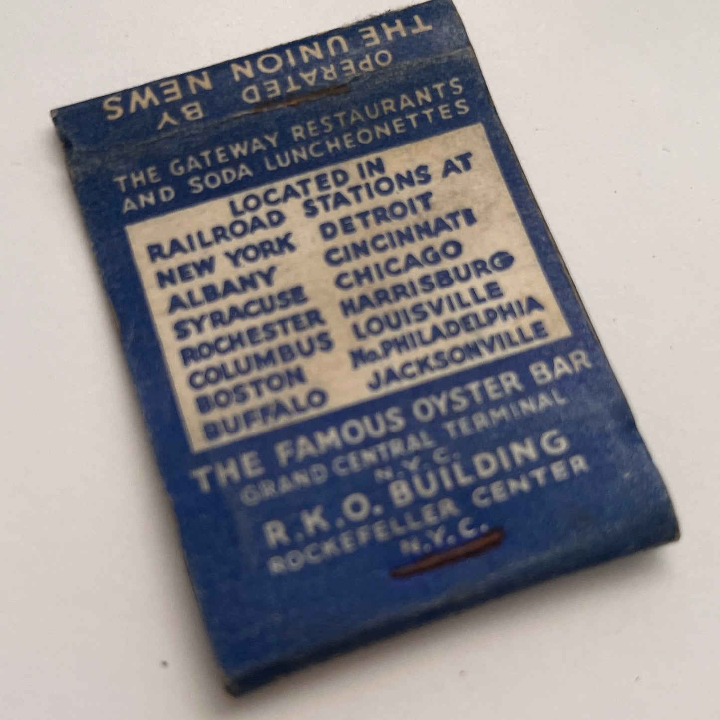 Gateway Restaurants Grand Central Terminal Oyster Bar Vintage Matchbook TB8-MB-6