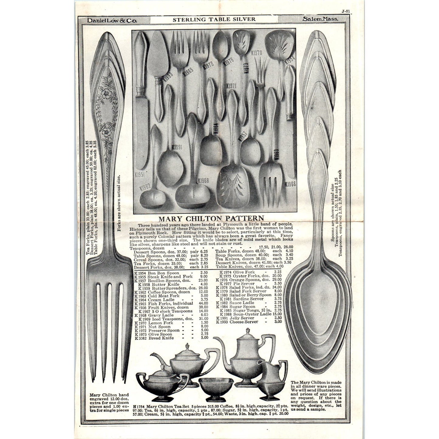 Early 1900s Sterling Table Silver Leaflet Daniel Low & Co. Salem MA AE6