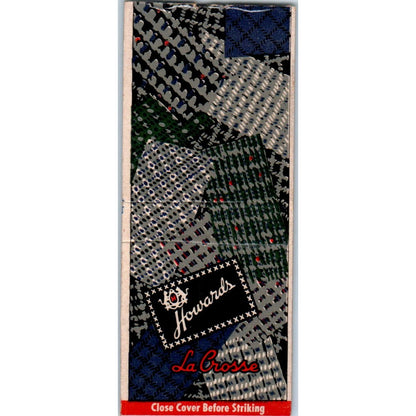 Howards Men's Clothing La Crosse WI Vintage Matchbook Cover SD4-Y9