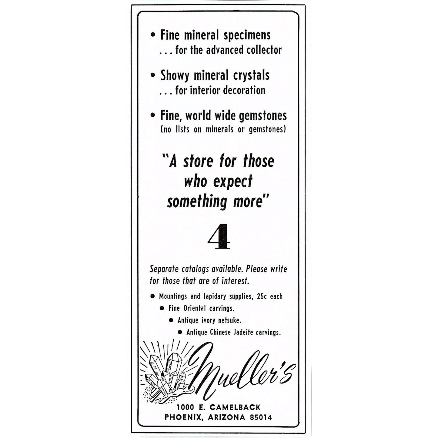 Mueller's Crystals Phoenix Arizona 1972 Ad AF8-H2