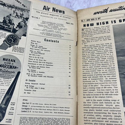 1945 Aug Air News Magazine WWII Bellanca Cruisair on cover, Allies vs Japan TK3