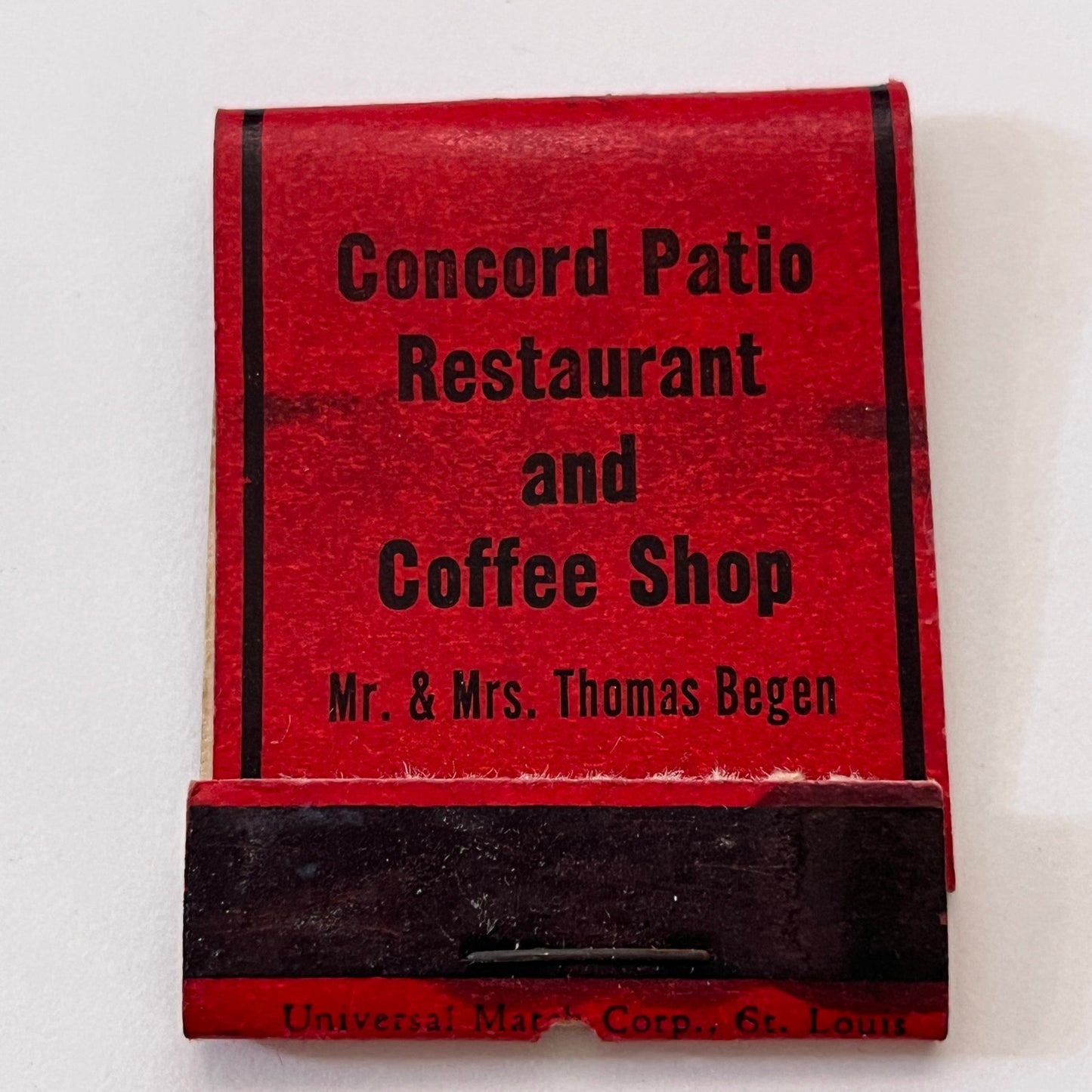 Concord Patio Restaurant Thomas Begen St Petersburg FL Matchbook Cover TB8-MB3-8