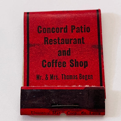 Concord Patio Restaurant Thomas Begen St Petersburg FL Matchbook Cover TB8-MB3-8