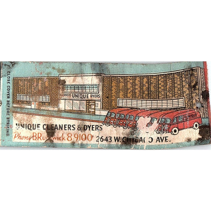 Unique Cleaners & Dyers 26643 W. Chicago Ave Vintage Matchbook Cover SC7-Y4