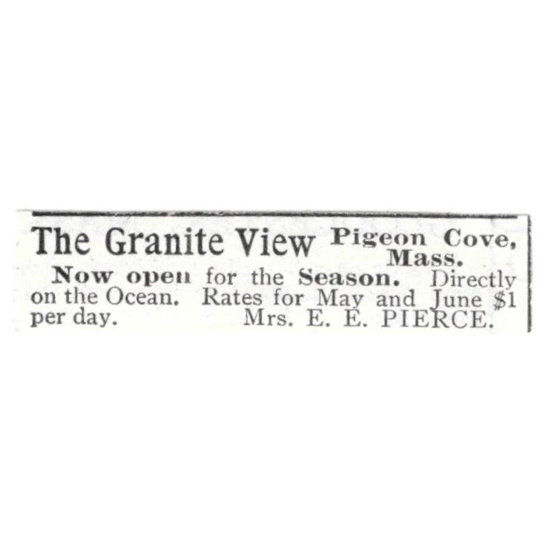 The Granite View Pigeon Cove MA E.E. Pierce c1918 Original Advertisement AE5-SV5