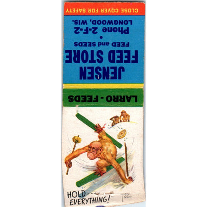 Jensen Feed Store Longwood WI Monkey Vintage Matchbook Cover SD2-Y3