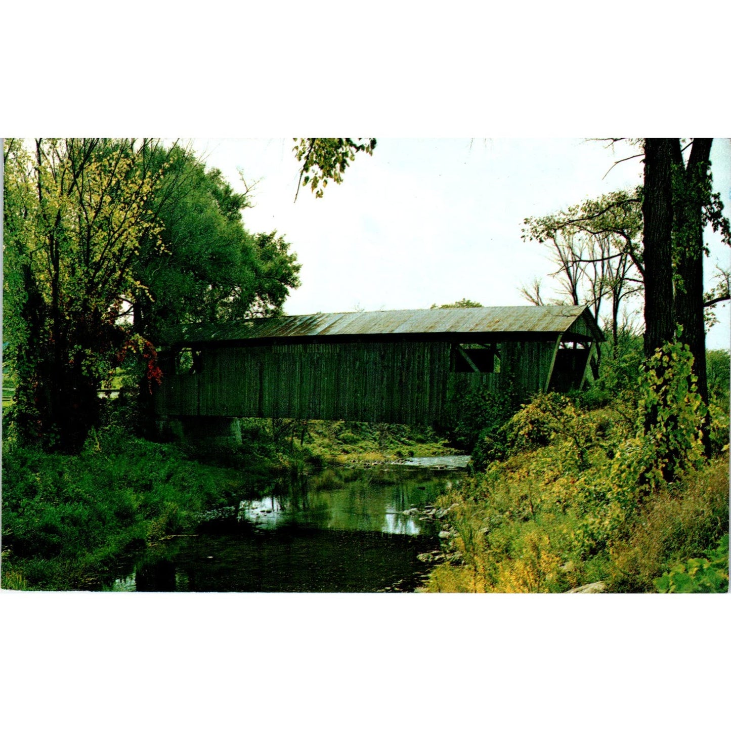 Lewis Creek Bridge North Ferrisburg VT Vintage Covered Bridge Postcard PC14