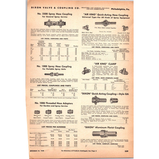 1949 Dixon Valve & Coupling Co Philadelphia PA Farm Equipment 2 Page Ad I16