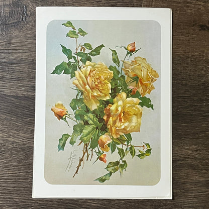 Vintage Kitsch Yellow Roses 7x10 Art Print V2