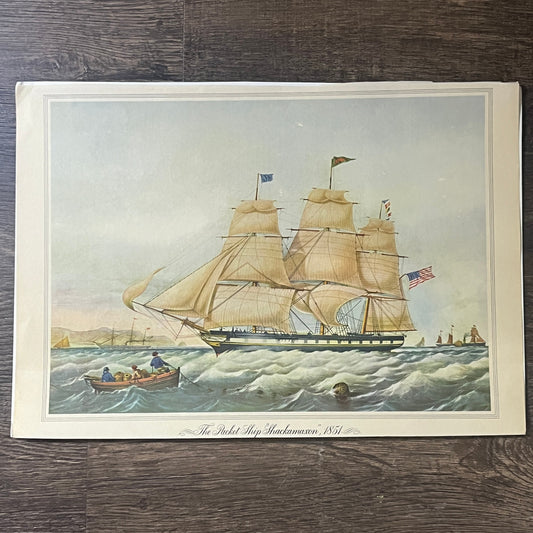 The Packet Ship Shackamaxon 1851 Vintage Art Print 9x13 V6