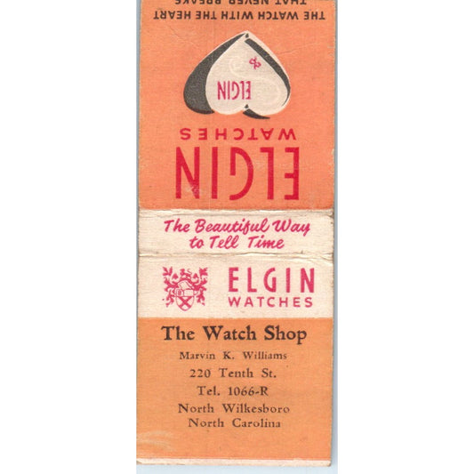 The Watch Shop Marvin K. Williams North Wilkesboro NC Elgin Matchbook SD4-Y17