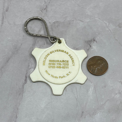 Vintage Meldon-Silverman Agency Keychain Tire Tread Checker New Hyde Park NY SB7