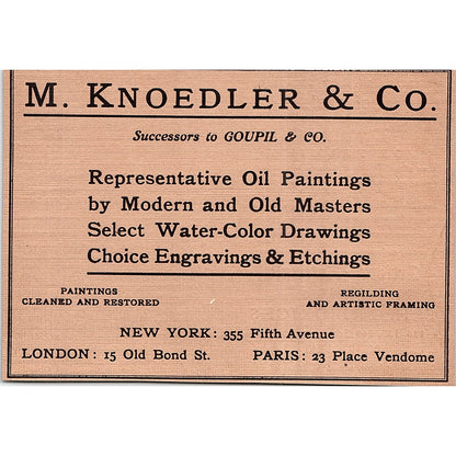 M. Knoedler & Co Paintings 5th Ave New York - 1906 Ad AF5-3