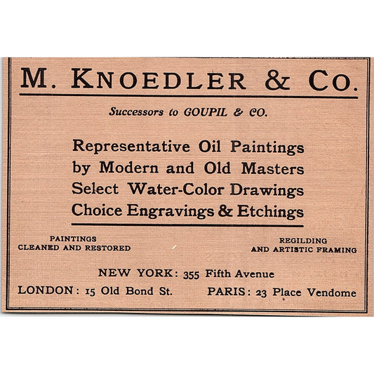 M. Knoedler & Co Paintings 5th Ave New York - 1906 Ad AF5-3