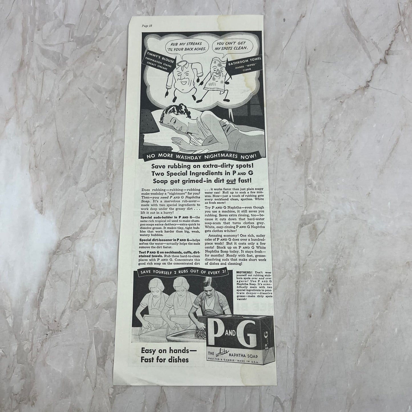 Procter & Gamble Naptha Soap Comic 4.5x12 Vintage Magazine Advertisement FL6-6