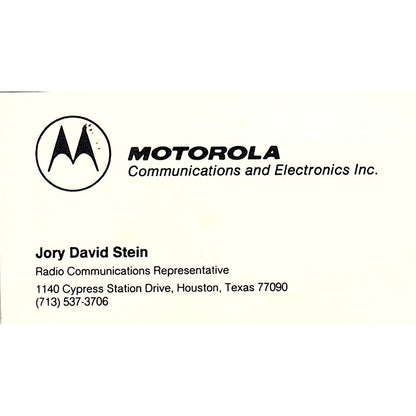 Jory David Stein Motorola Houston Vintage Business Card SC9-B2