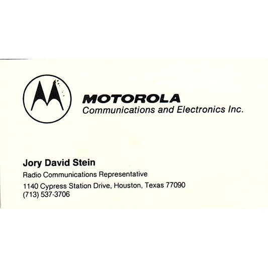 Jory David Stein Motorola Houston Vintage Business Card SC9-B2