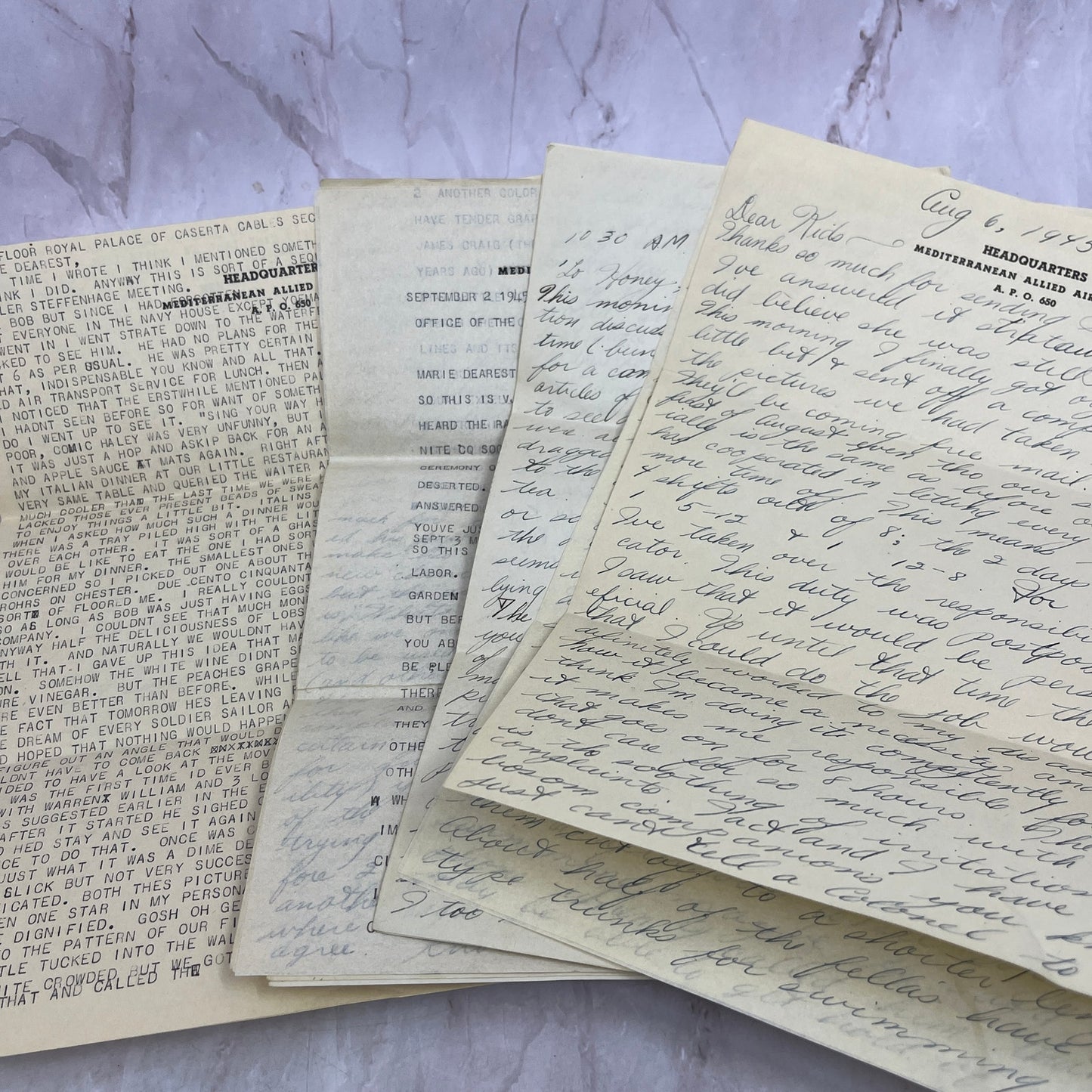 1945 WWII Letters Lot- Randy Steffenhagen Mediterranean Allied Air Forces TJ5-E1