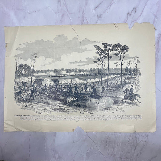 Battle of Pittsburg Landing Shiloh, Delaware Indians 1894 Engraving V14-4