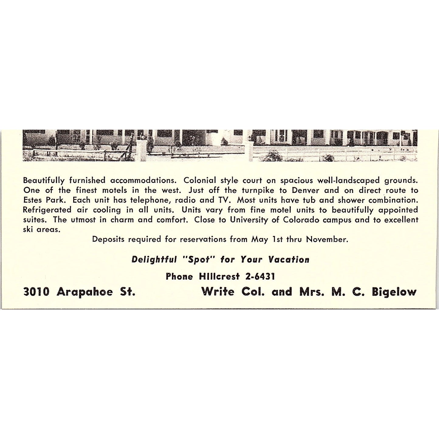 Foot-o-the-Mountains Cottages Boulder CO 1958 Ad AG1-M2