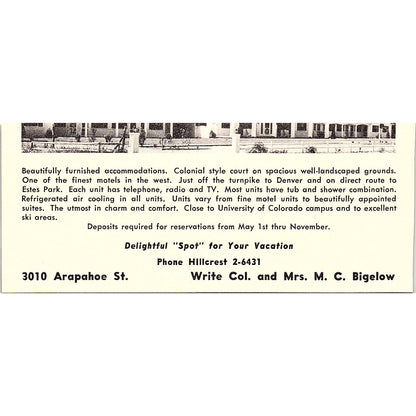 Foot-o-the-Mountains Cottages Boulder CO 1958 Ad AG1-M2