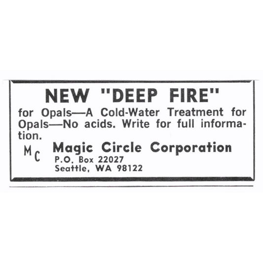 Magic Circle Corporation New Deep Fire Opals Seattle WA 1972 Ad AF8-S6