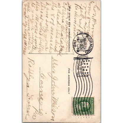 French Bulldog Puppy Fishing Humor A.F. Avery Illustration 1909 Postcard PD2