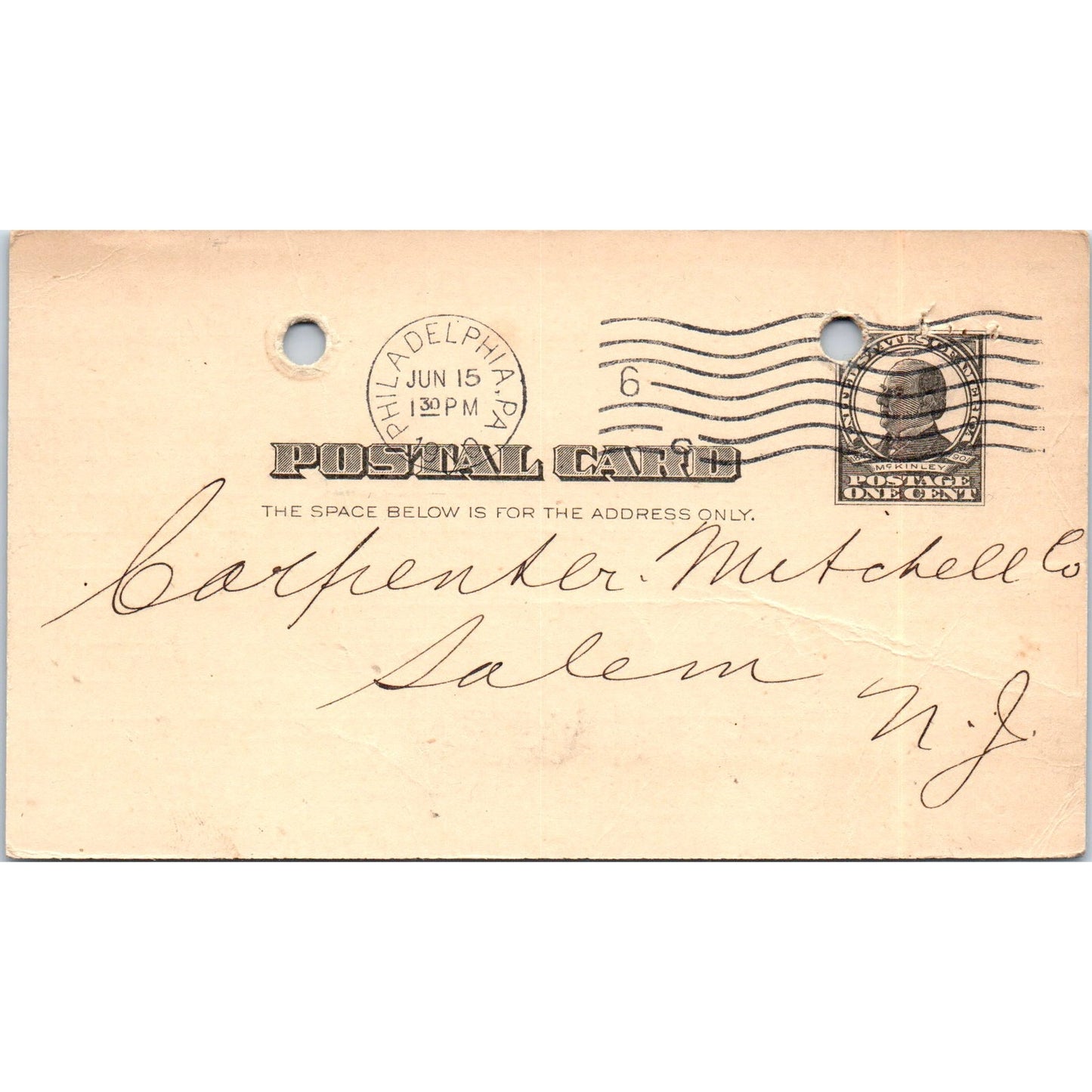 1910 L Dannenbaum's Son & Co Philadelphia Credit Bill Mailing Postal Card AD8-Q1