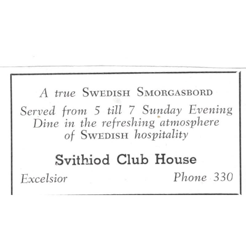 Svithiod Club House Swedish Smorgasbord Excelsior MN 1940 Magazine Ad AF1-SS5