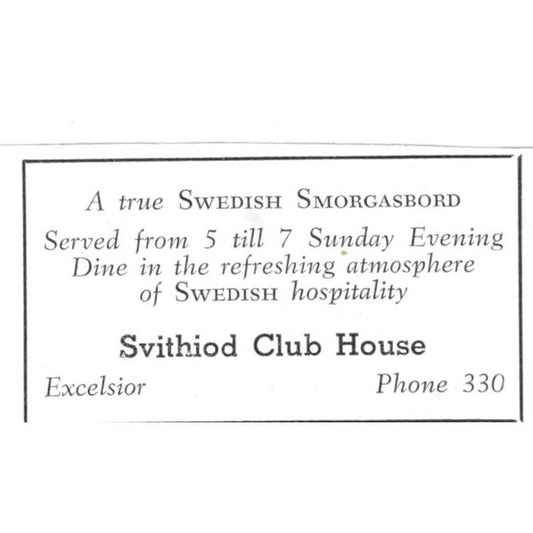 Svithiod Club House Swedish Smorgasbord Excelsior MN 1940 Magazine Ad AF1-SS5