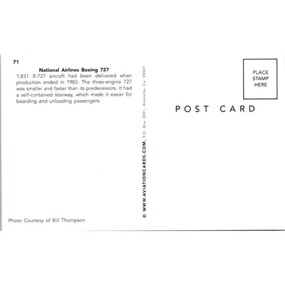 National Airlines Boeing 727 Vintage Postcard PC1