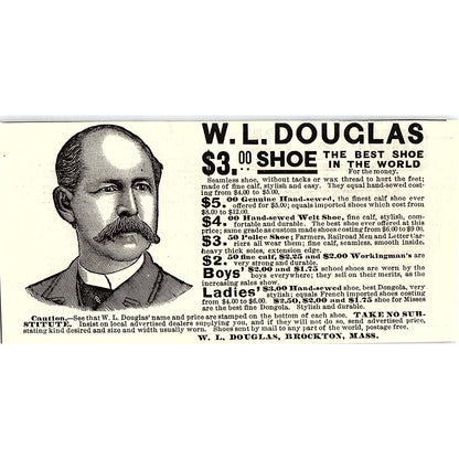 W.L. Douglas Shoes Brockton Massachusetts 1892 Ad AG2-H5