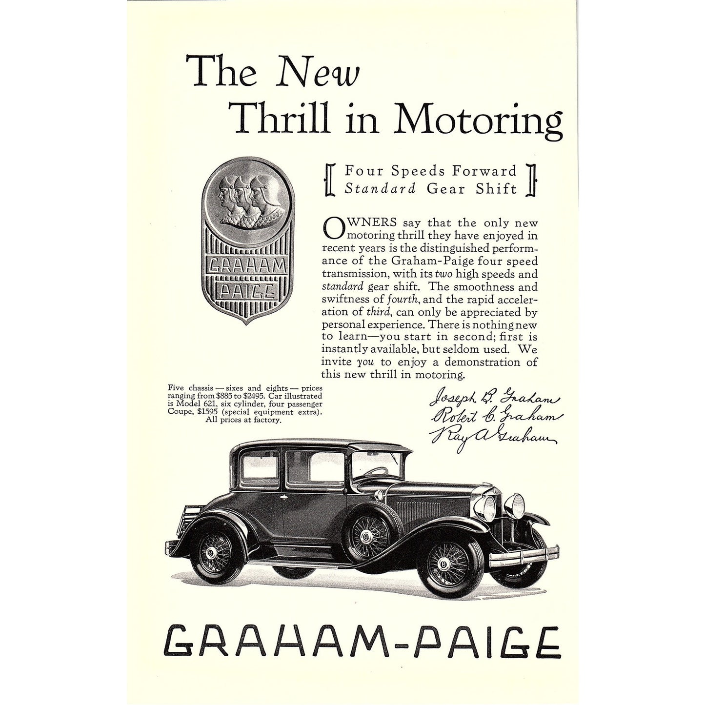 Graham-Paige Model 621 Four Passenger Coupe 6x10" 1920s Original Ad D24