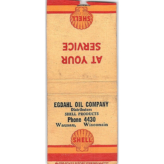 Egdahl Oil Company Shell Products Wausau WI Vintage Matchbook Cover SF3-Y8