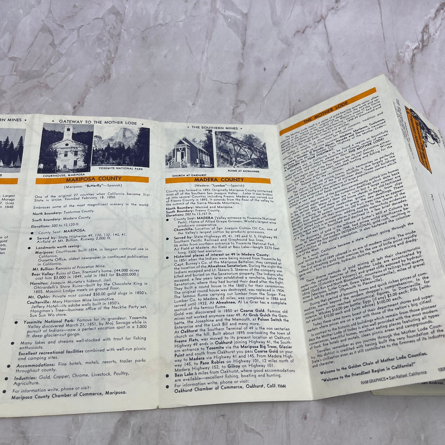 1976 CA State Highway 49 The Mother Lode Fold Out Brochure & Travel Map TA9-E2