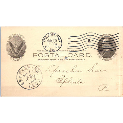 1906 Wheeling Corrugating Co Philadelphia Payment Receipt Postal Card AE8