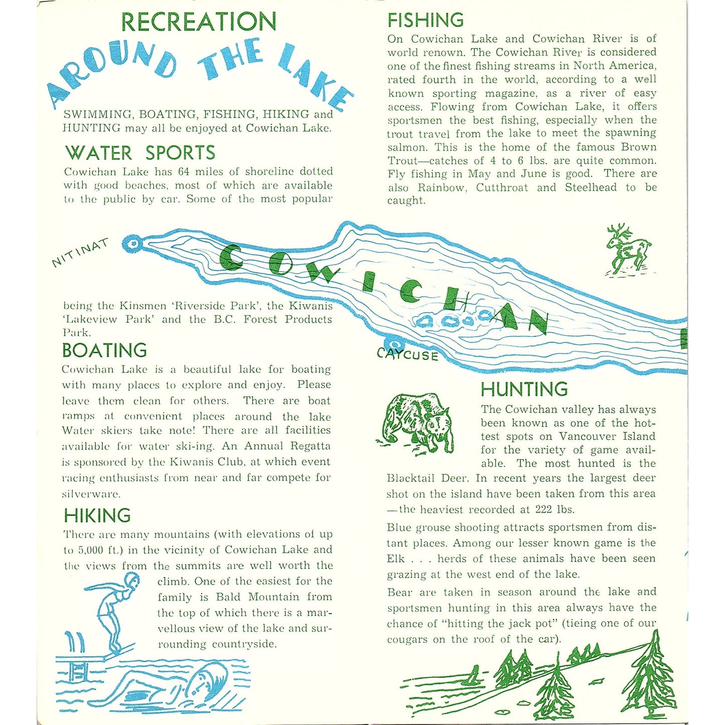 1968 Cowichan Lake Vancouver Island 1960s Travel Brochure TH2-TB4